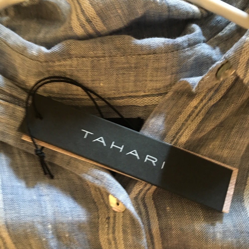 TAHARI Casual Linen T-Shirt Dress